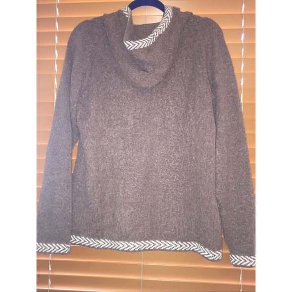 Alpaca Connection Large Full-Zip Hooded Sweater Handmade Peru Taupe Beautiful - Picture 4 of 7